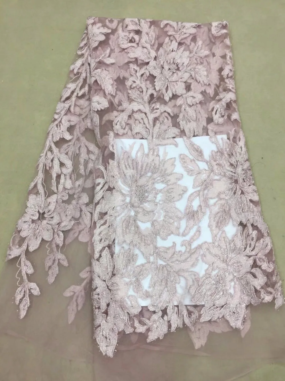 

5yards Latest pink French African Lace Fabric High Quality African Embroidered Tulle Lace Fabric For for wedding party dress