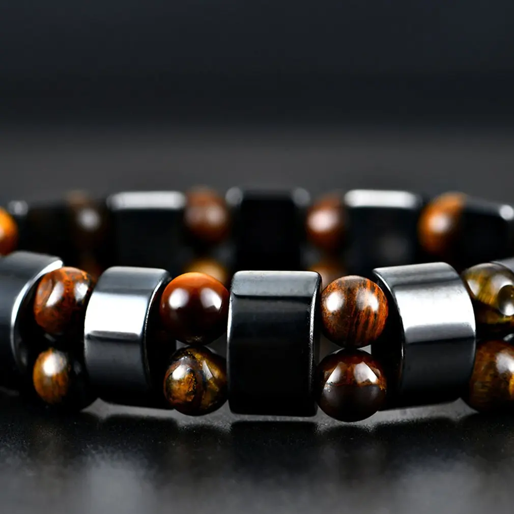 Натуральный черный камень, магнитный браслет, забота о здоровье, магнитный браслет, эластичный унисекс браслет для мужчин и женщин, подарки для влюбленных