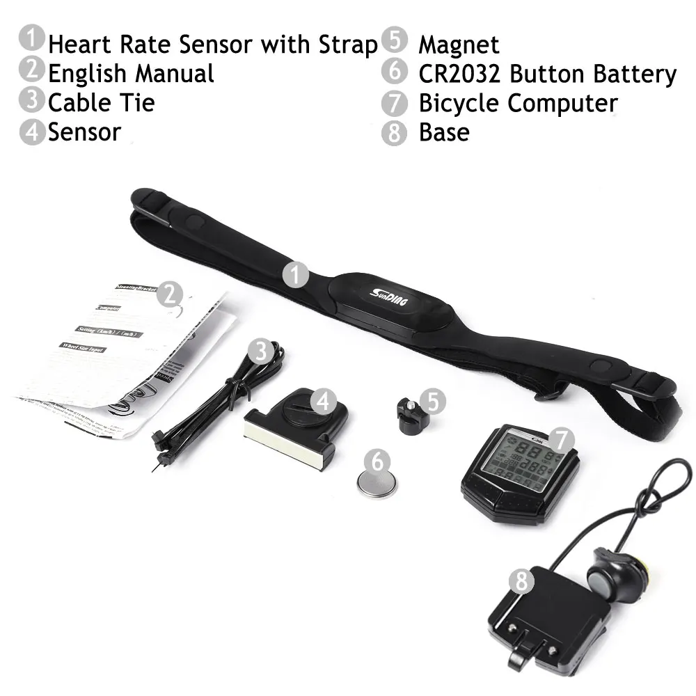 SunDing SD - 573C Wireless Water Resistant Bicycle Computer Cycling Odometer Speedometer Heart Rate Monitor with LCD Backlight