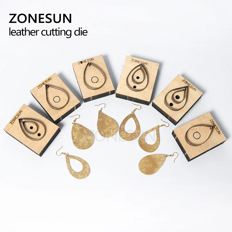 Preise ZONESUN Leder Ohrring Schneiden Sterben Drop Form Papier Kunst Leder Dekoration Werkzeug Für Stanzen Maschine DIY Handwerk Cutter
