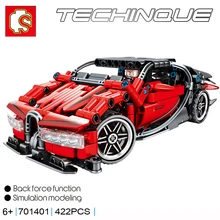 Sembo Technic Super Racing Car Bugatti Red Chiron Pull-Back Famous Vehicle model Building Blocks Bricks Educational Toys dhl lepin technic 20086b red technic legoings 42083 chiron racing car building blocks bricks kids toy model christmas gift