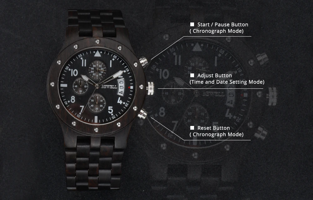 BEWELL WOODEN WATCH