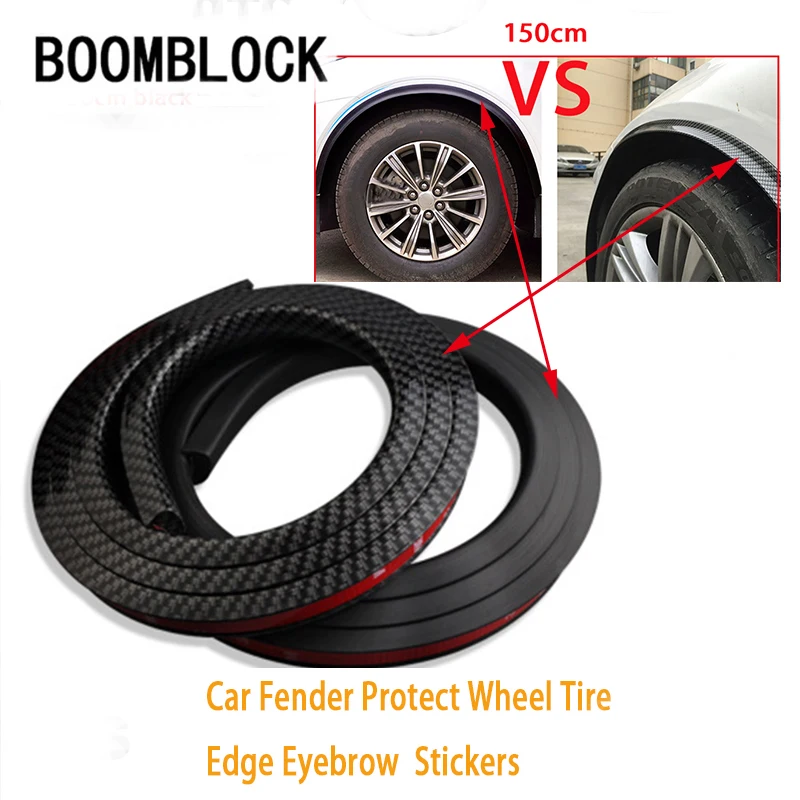 

BOOMBLOCK 150CM Car Fender Wheel Tire Cap Eyebrow Sticker For Peugeot 307 206 Jeep Ford Focus 2 3 VW Polo Golf 4 5 Touran T5 T4