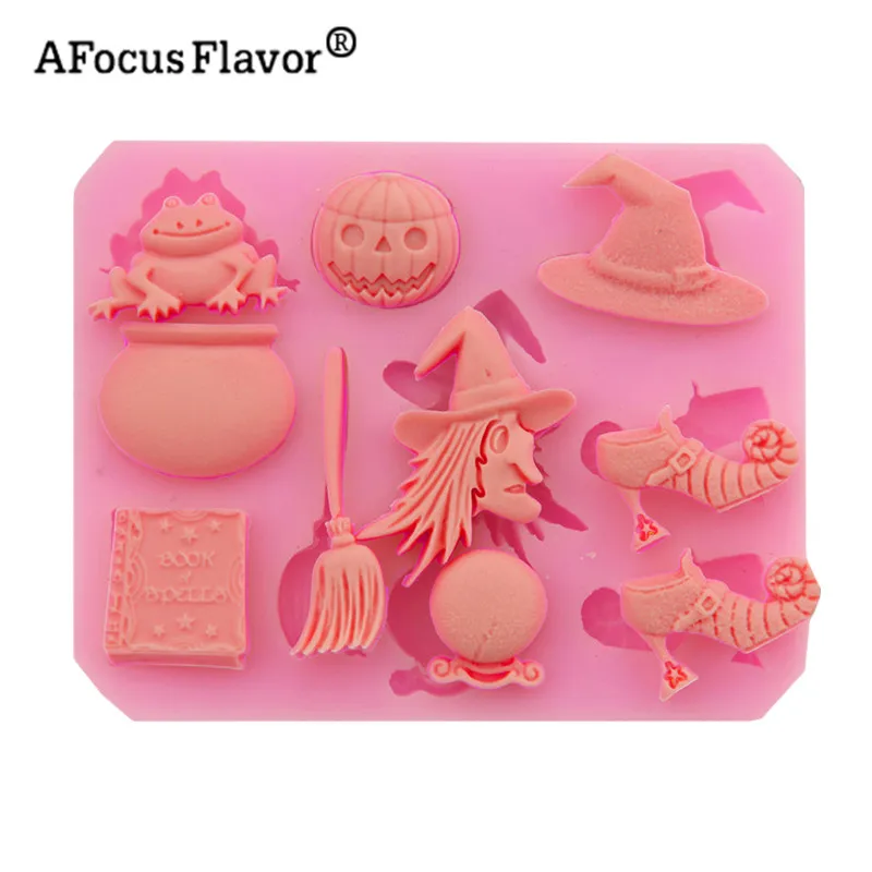 

1 Pc Halloween Party Sugar Silicone Mold Cake Decorating Tools Hat Pumpkin Witch Pastry Baking Clay Kitchen Bakeware Stencil