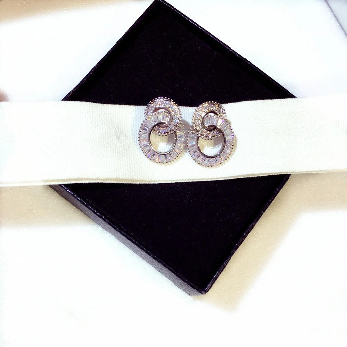 TYME двойные круглые серьги с цирконием кубической огранки для женщин Высокое качество Серебряный цвет вечерние Свадебные Серьги pendientes