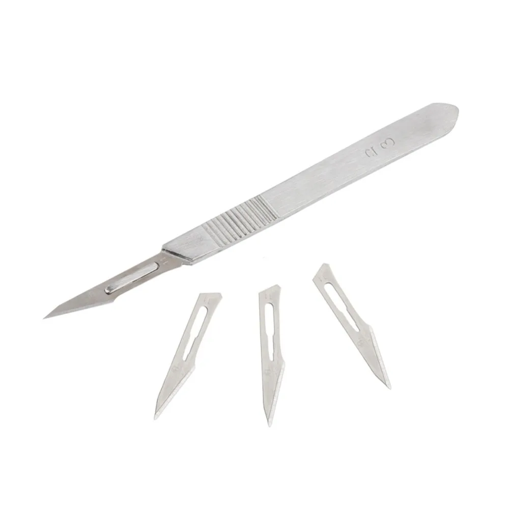 Scalpel Surgical Knife Blades Set Engraving Craft Cutter Carving Hobby Knives, 1pc 3 Handle