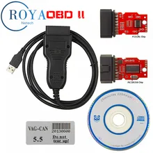 Vag k + pode comandante 5.5 + leitor de pinos 3.9 beta com a microplaqueta de ft232rl pic18f258 obd obd2 cabo diagnóstico para vw/skoda/seat/audi