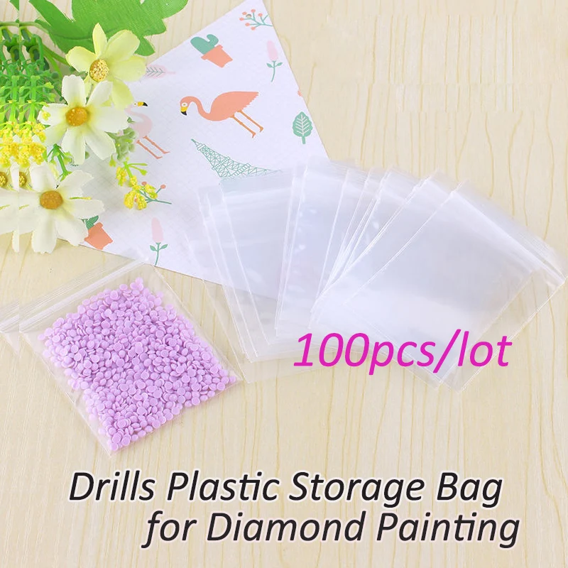 

Diamond Painting Tools Accessories Plastic Self Adhesive Bags Drills Glued Stone Storage Sealing Bag DIY Diamond Painting Kits