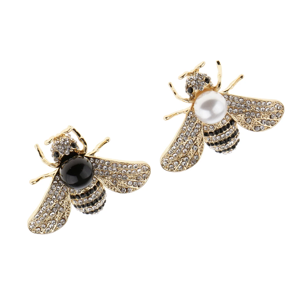 Handmade Pearl Rhinestone Honeybee Brooch Insect Lapel Pin Boutonniere Pendant Lapel Scarf Pin