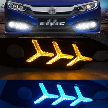 

CSCSNL 1 Set Turn Yellow Signal Style Relay 12V Car LED DRL Daytime Running Lights Daylight For Honda Civic 10th 2016 2017 2018