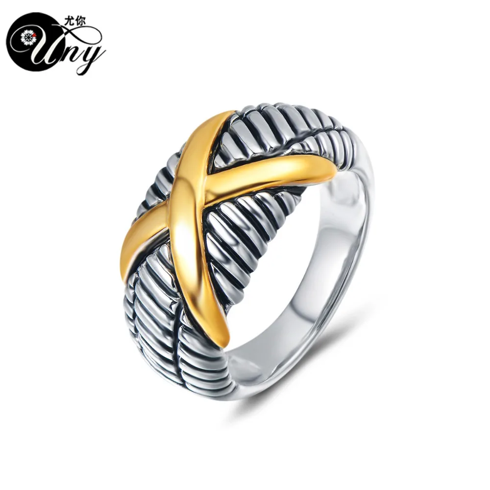 UNY женское Ювелирное кольцо с золотым крестом, дизайнерское вдохновленное кольцо, модное женское винтажное обручальное кольцо с любовью, подарок на Рождество, подарок на день Святого Валентина