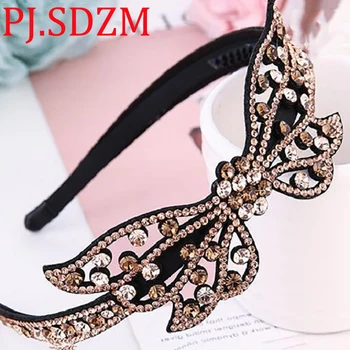

Butterfly Rhinestone Women Hairband Korea Chic Fashion Female Hair Accessories with Teeth Elegant Bridal Hair Decoration HB0067