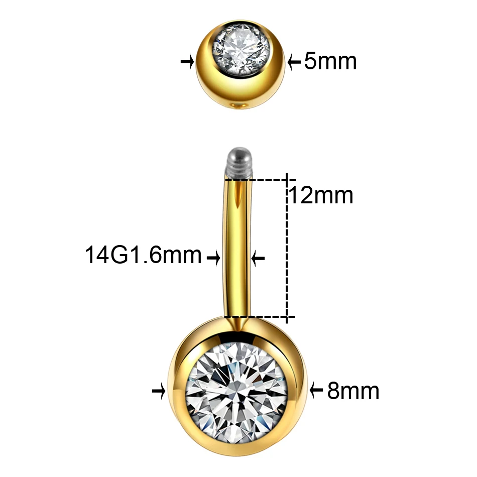 1 предмет; Новинка; пикантные двойной Циркон драгоценностями Стиль пупка нательное пирсинг-кольцо пупка пирсинг G23 Титан живота Серьги