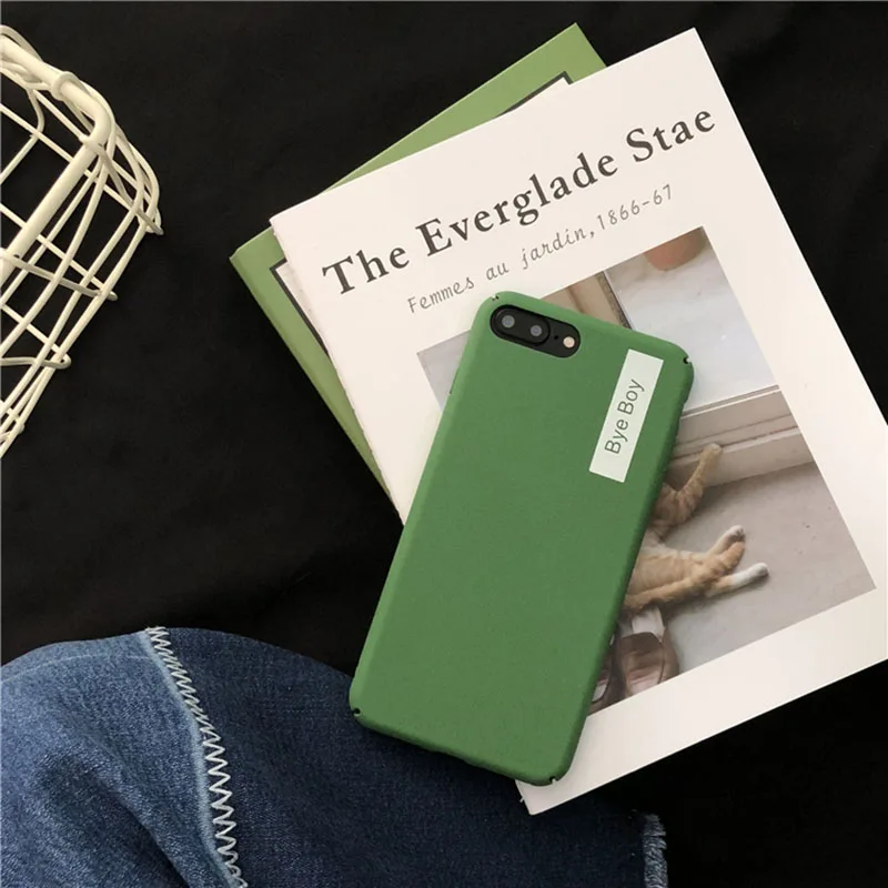 

Fashion Solid Color Phone Case For iphone X Case For iphone 7 6S 6 8 plus Frosted Hard PC Cover Summer Cool Green Cases Coque