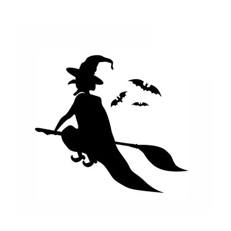 simple wizard witch flying and bats wall decals window stickers halloween decorations - Halloween Window Decals simple wizard witch flying and bats wall decals window stickers halloween decorations - Halloween Window Decals