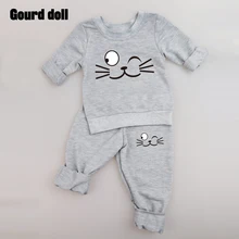 3color Baby Clothing Sets Spring Autumn Baby Boys girls Clothes Long Sleeve T-shirt+Pants 2Pcs Suits Cat Children Clothing