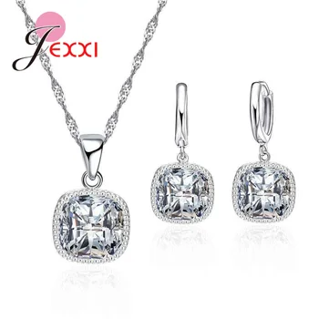 

Valentine's Day 925 Sterling Silver Women Wedding Jewelry Sets With Necklace Earrings Fashion Engagement Jewellery Set