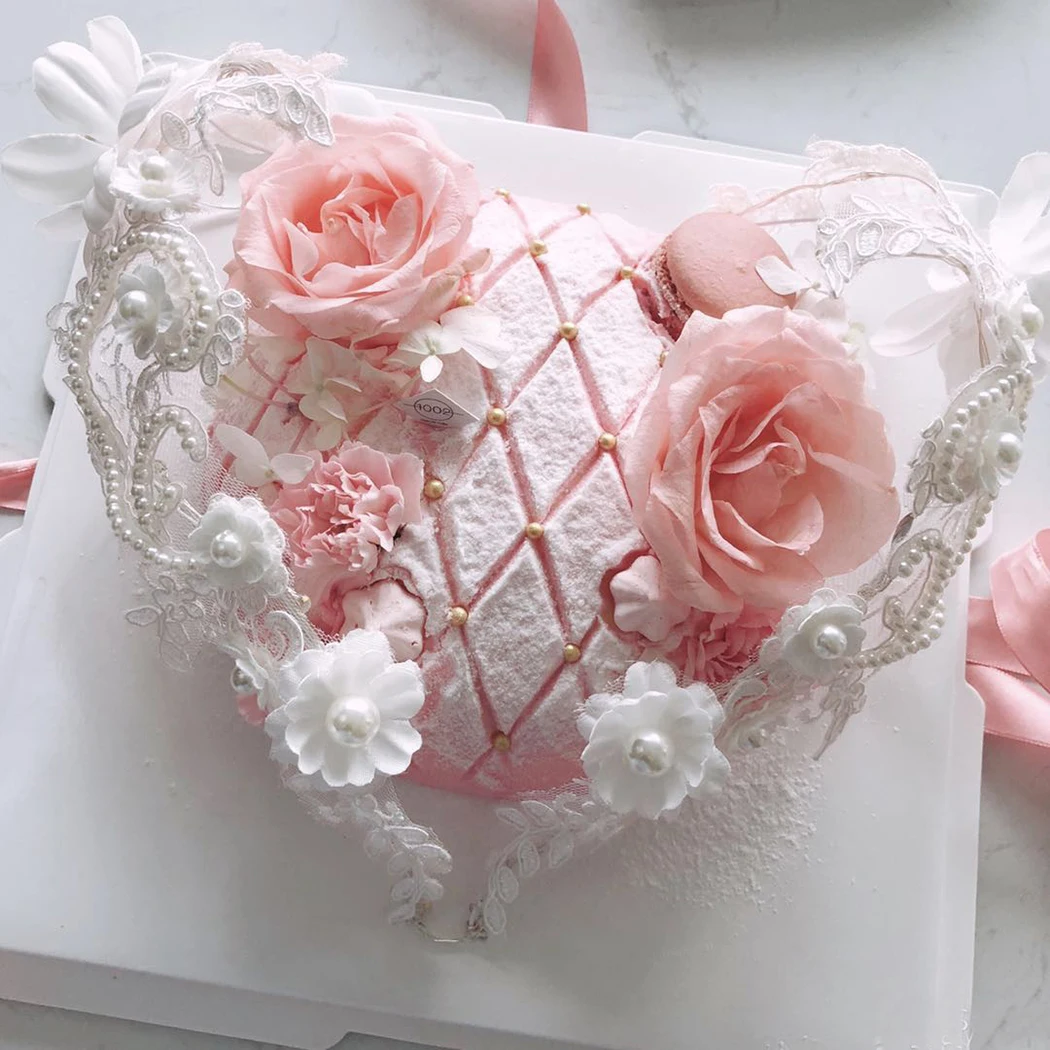 Топпер для торта элегантные кружева бусины в форме сердца Кекс Топпер на день рождения Топпер для свадебной вечеринки украшения торта