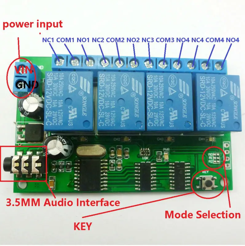 AD22B04 DC 12 В 4ch MT8870 DTMF Tone декодер сигналов телефонный голосовой пульт дистанционного управления релейный модуль для Светодиодный умный дом