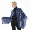 FOXMOTHER 2022 New Fashion Navy Star Moon Foil Gold Scarf For Womens Chirstmas Gifts ► Photo 3/6