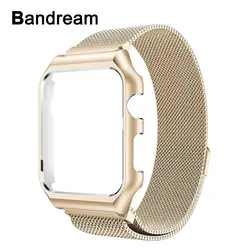 Milanese Loop Band + металлический корпус для iWatch Apple Watch 4 3 2 мм 1 38 мм 40 42 мм 44 мм магнитный ремешок сталь рамки браслет