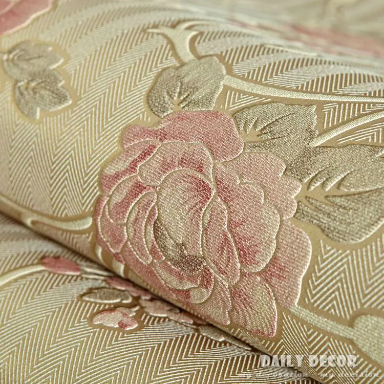 

0.53 x10m High quality 3D thicker non-woven garden floral wallpaper wall papers papel pintado papel de parede FREE SHIPPING