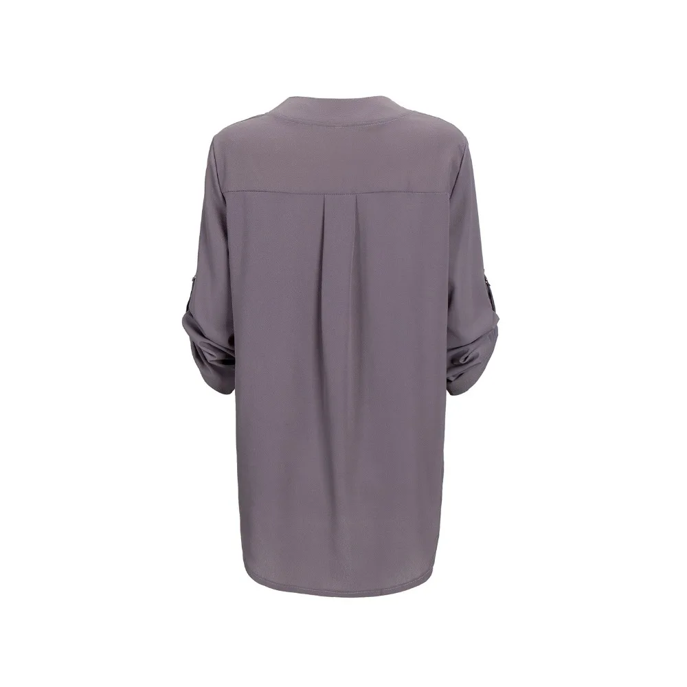 Женская шифоновая блузка с рукавом 3/4 и V образным вырезом|female shirts|v-neck chiffon blousechiffon