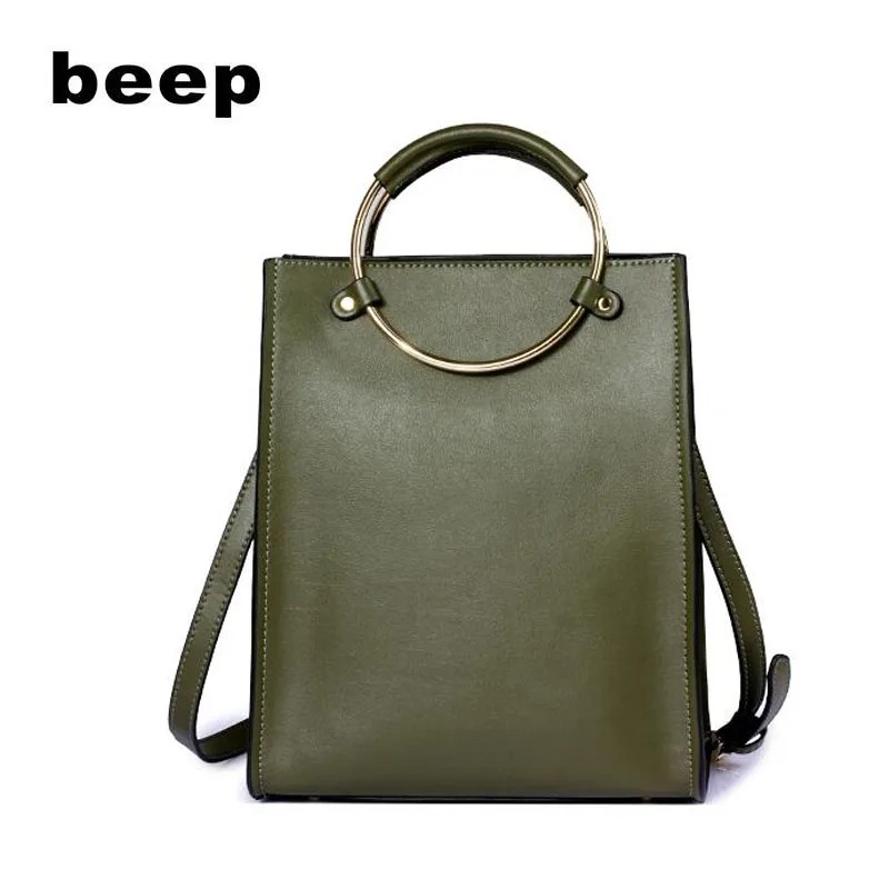 

BEEP high quality 2018 new fashion handbag shoulder bag Messenger bag atmosphere simple wild leather ring handbag