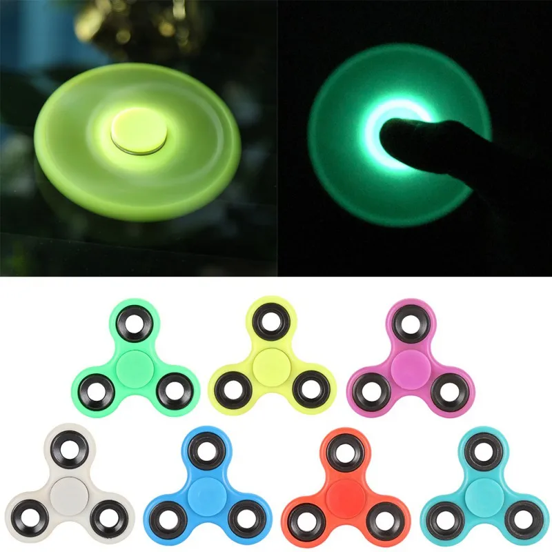

7 Colors Light In Dark Fidget Tri-Spinner For Autism and ADHD Finger Spinner Anti Stress Gift Toy 1-3 Mins Rotation