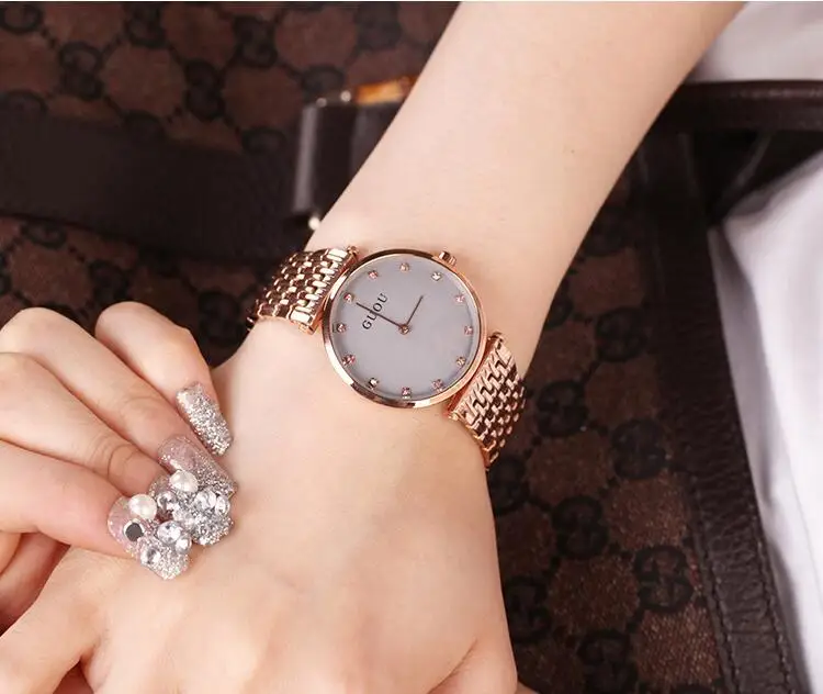 Goede 2017 Guou Luxe Merk Staal Horloge Mode Rose Goud Meisje Horloges Vrouwen Quartz Dames Jurk Horloge Klok Mujer