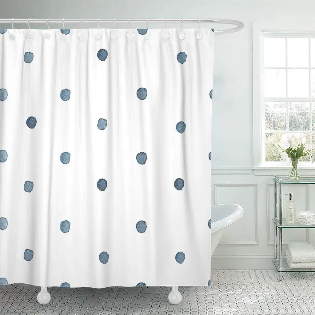 

Eco-friendly Shower Curtain with Hooks Colorful Dot with Hand Drawn Watercolor Polka Abstract Back Blank Blended Brush