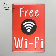 Dl- Бесплатный Wi-Fi потертый шик домашний бар кафе винтажный Настенный декор художественные металлические жестяные знаки для паба таверна ретро декоративные тарелки