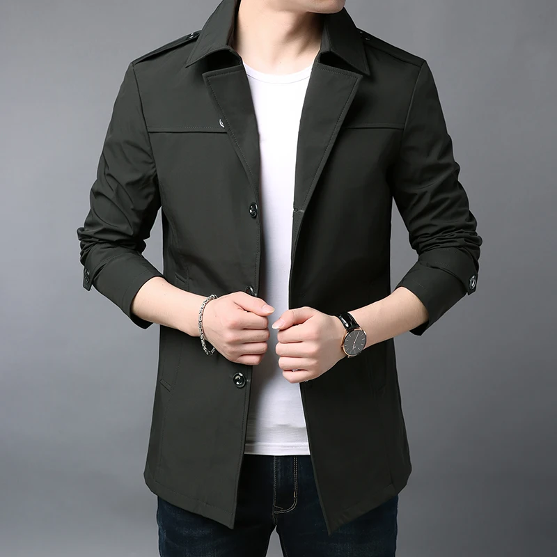 New Fashion Jackets Mens Long Sleeve Outerwear High Street Trend Windbreaker Overcoat Trending Casual Coat Men Clothing