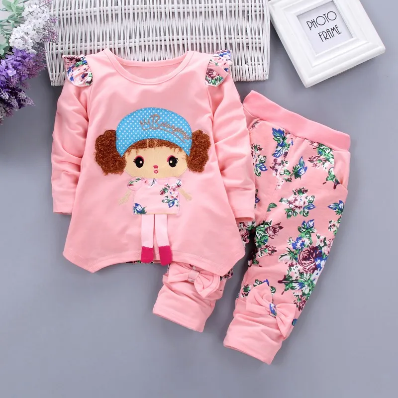 

Kids Girl Clothing Sets Autumn Winter Baby Sets Cotton Infant Tracksuits Kids Sport Cartoon Hooded Sweatshirts+Pants 2pc suit