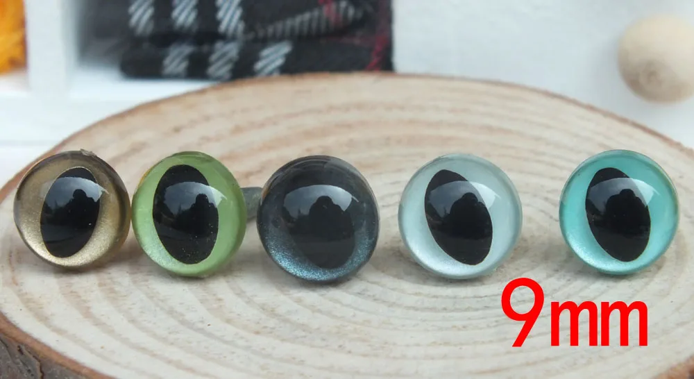 Free Shipping 9mm Pearl Mixed Color Safety Cat Eyes-100pcs(50pairs)