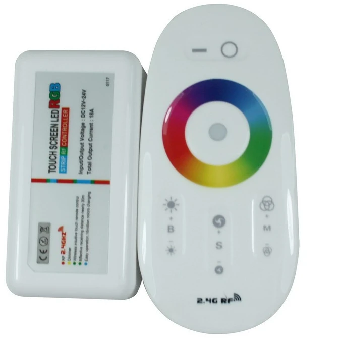 

DC12-24V 18A RGB led controller 2.4G touch screen RF remote control for led strip/bulb/downlight,1set/lot