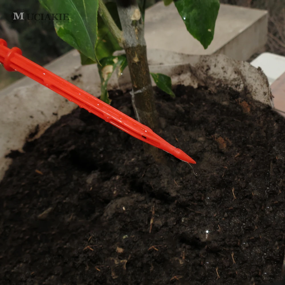 Kaufen MUCIAKIE 50M Micro Drip DIY Automatische Tropf Bewässerung System Gerade Gewächshaus Topf Pfeil 2L 4L 8L 4 Weg tropf Bewässerung kit