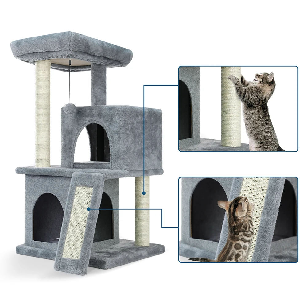 Fast Delivey Cat Tree Multilevel Cat Towers with Luxury Condos Cat Tree Tower Kitten когтеточка Condo Scratching Post