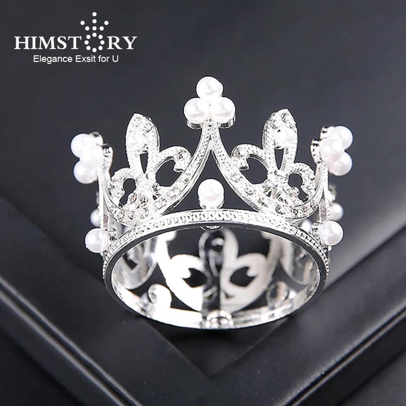

Himstory Mini Pearl Crystal Round Tiara Crown Bridemaid Kids Child Princess Circle Hair Crown Hair Jewelry Accessories