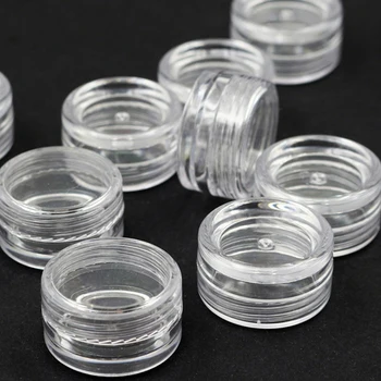 

New 10Pcs 3g Translucent Clear Plastic Cosmetic Empty Jar Pots Eyeshadow Makeup Cream Lip Balm Container