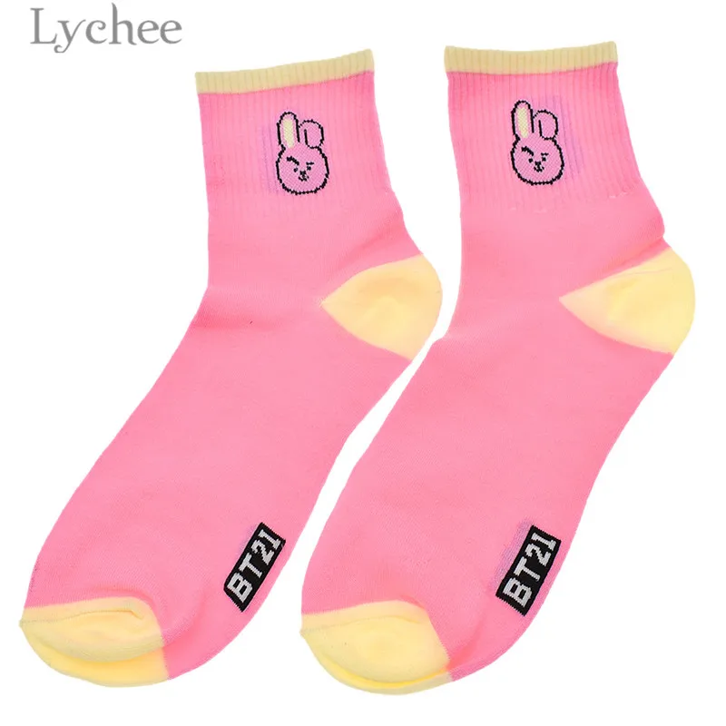 Lychee/1 пара хит продаж милые носки средней длины с рисунками животных хлопковые