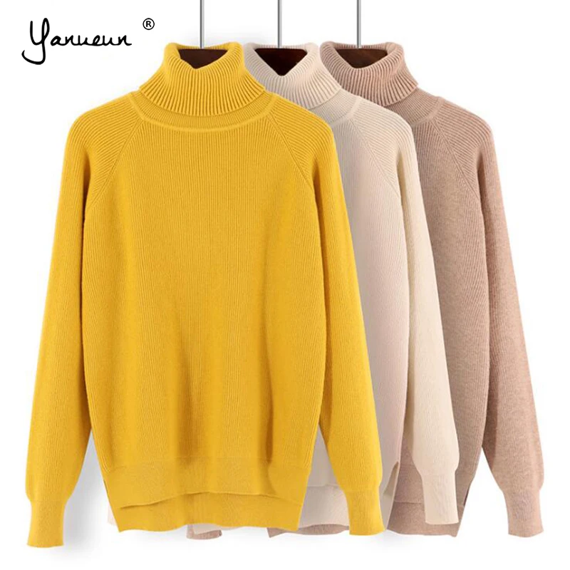 

Yanueun Turtleneck Sweaters All Base Match Loose Solid Women Soft Sweater Pullovers Autumn Winter Sweater For Women