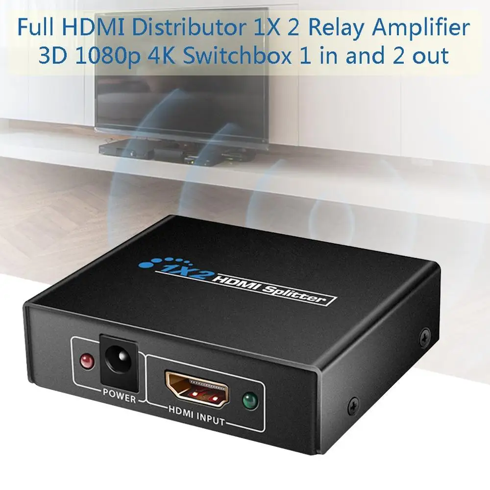 

Full Hd Hdmi Splitter 1X2 Repeater Amplifier 3D 1080P 4K Switch Box 1 In 2 Out Hdmi Splitter