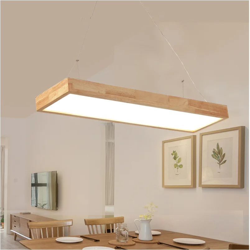 Luces colgantes rectangulares de madera maciza japonesa lámpara
