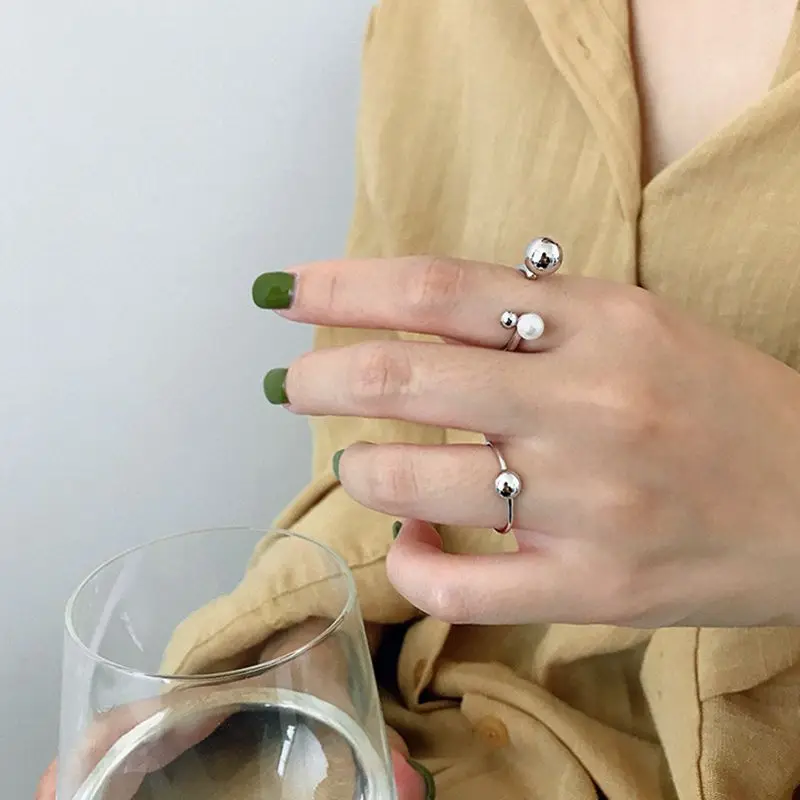 Silvology 925 стерлингового серебра круглые бусины тонкие кольца глянцевые INS минималистичное элегантное кольцо для женщин модные ювелирные изделия подарок
