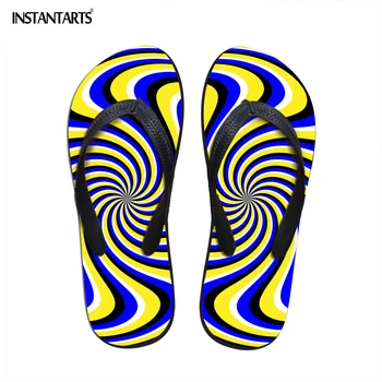 

INSTANTARTS Summer Fashion Men's flip flops Geometric Print Beach Sandals for Men Flat Slippers Casual Non-slip Flipflops Shoes
