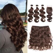 BEAUDIVA Pre Colored Human Hair Weave with 4 4 Closure 3 Bundles with Closure 2 4
