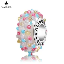 Dulce caramelo granos de cristal charms Plata de Ley 925 Pulseras y Brazaletes para Las Mujeres Joyería GCLL022