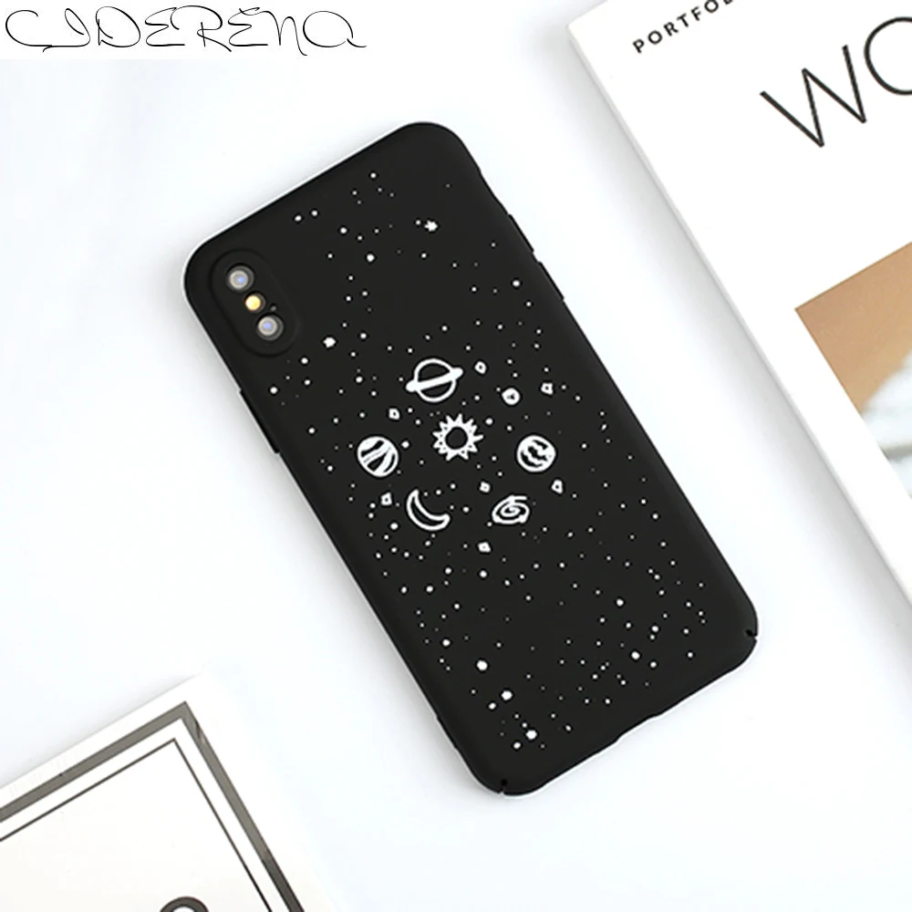 

CIDERENA 1 Pc/lot Hard PC Matte Full Fitted Black Universe Star Space Patterned Cell Phone Case Protector Cover for iPhone X