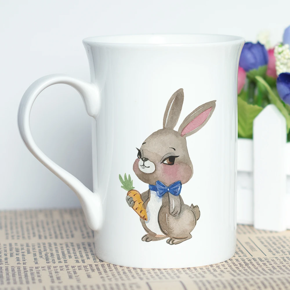 New Design Cup Rabbit Drawing Bone China Ceramic Tea Mug With Cute Rabbit Printing Best Gifts For Children Cool Cup Mugs Aliexpress